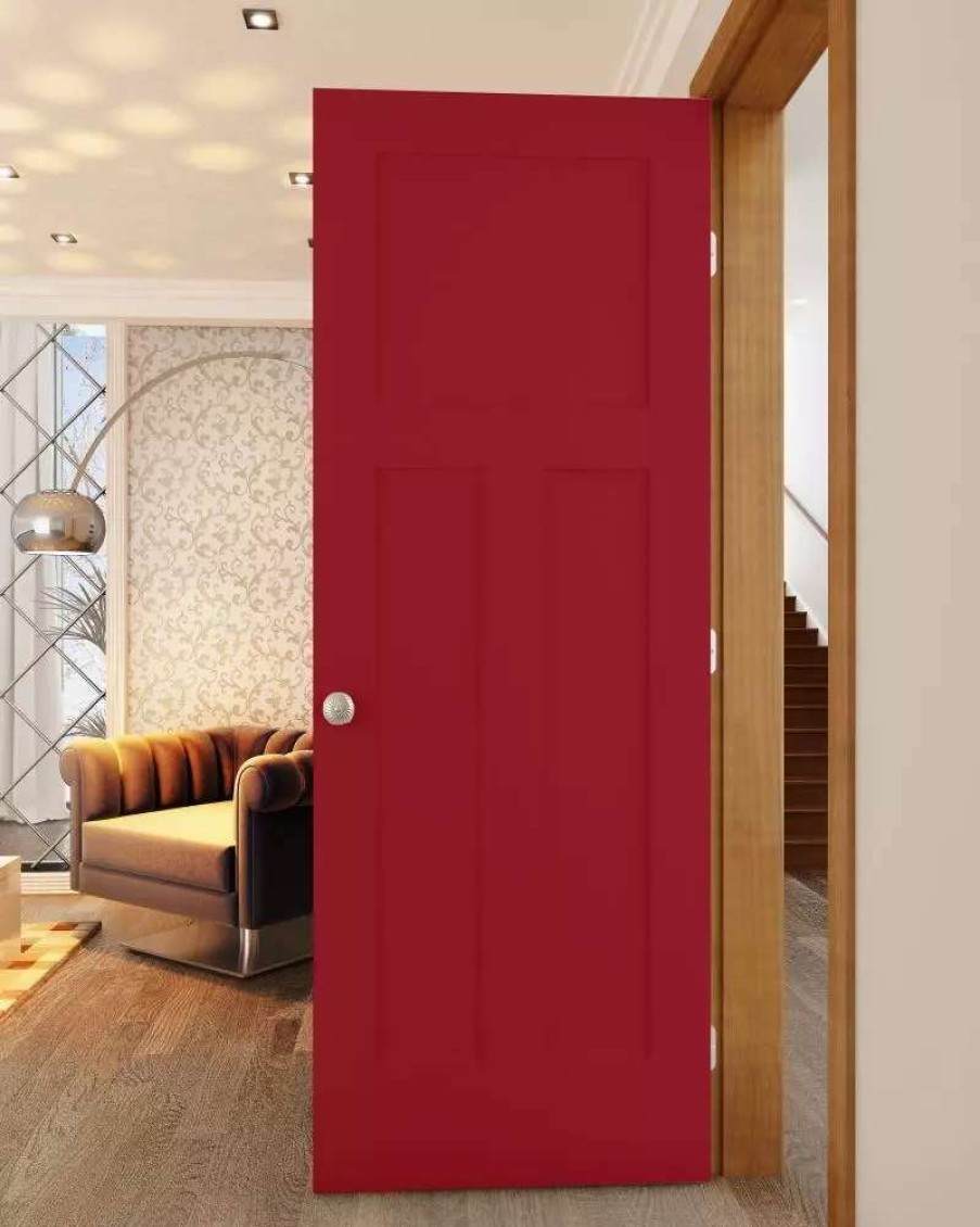 Interior Doors * | Reliabilt Slab Doors Shaker 36-In X 80-In Barn Red 3-Panel Craftsman