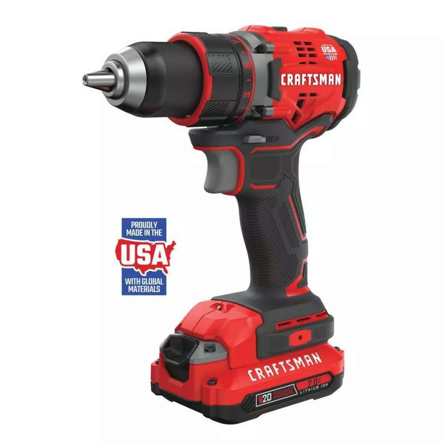 Power Tools * | Craftsman Drills V20 20-Volt Max 1/2-In Brushless Cordless Drill (2-Batteries Included And Charger Included)