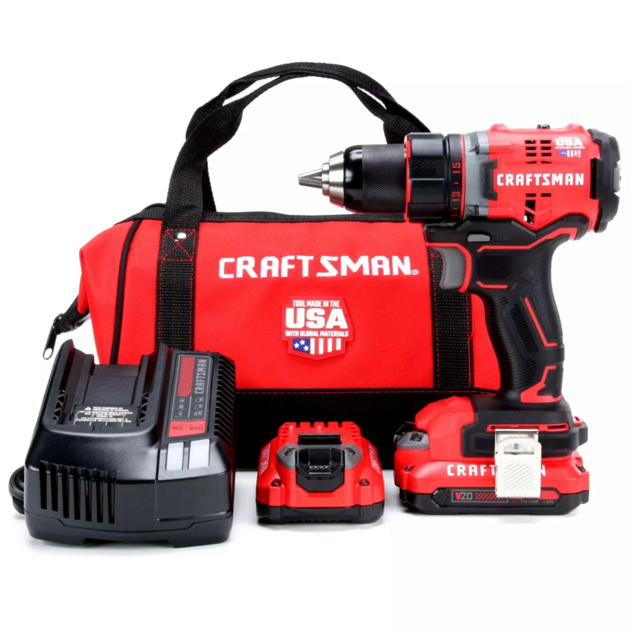 Power Tools * | Craftsman Drills V20 20-Volt Max 1/2-In Brushless Cordless Drill (2-Batteries Included And Charger Included)