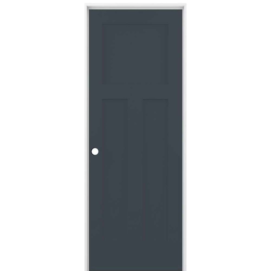 Interior Doors * | Reliabilt Prehung Interior Doors Shaker 28-In X 80-In Slate 3-Panel Craftsman Solid Core Prefinished Pine Mdf Right Hand Inswing Single Prehung Interior Door