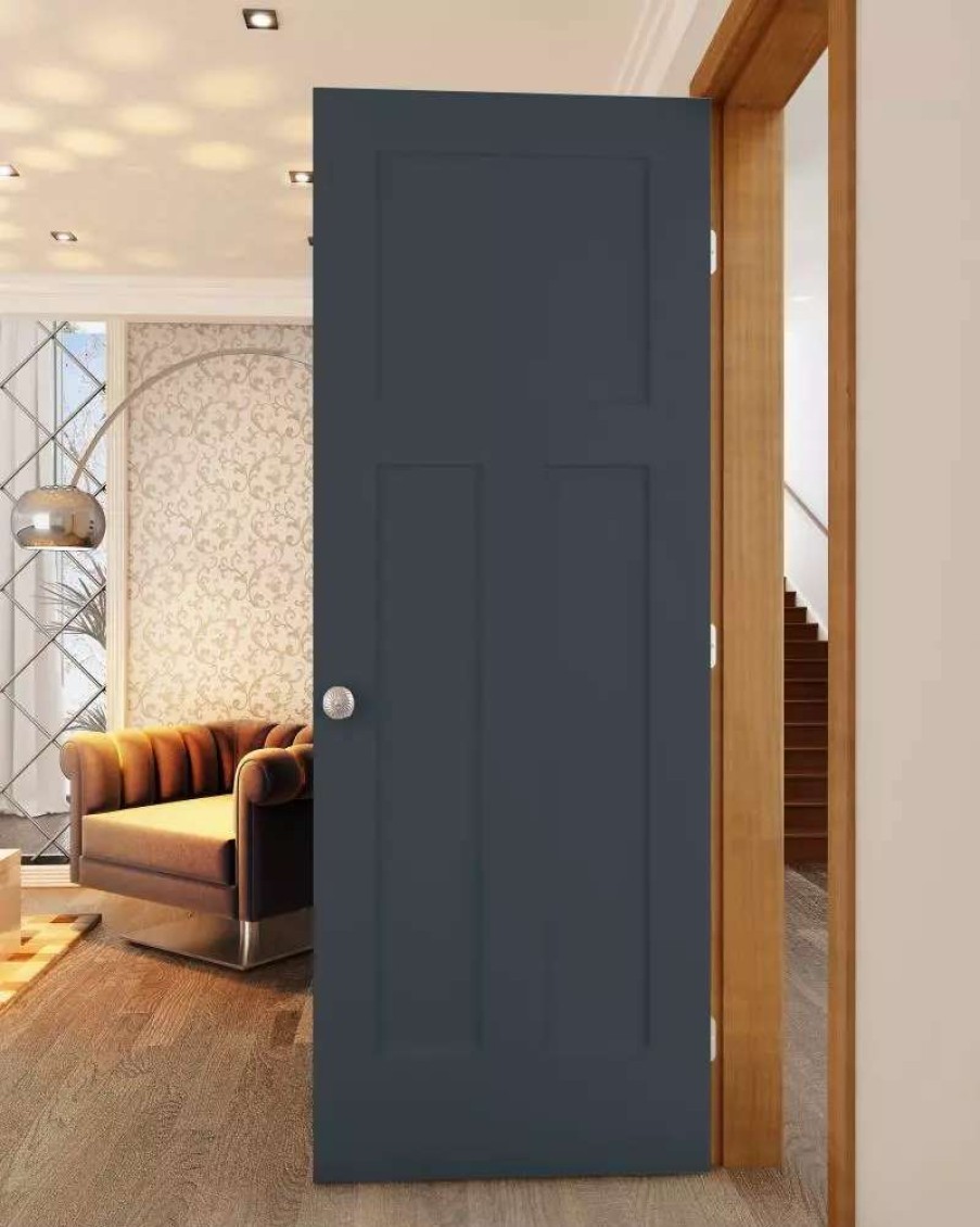 Interior Doors * | Reliabilt Prehung Interior Doors Shaker 28-In X 80-In Slate 3-Panel Craftsman Solid Core Prefinished Pine Mdf Right Hand Inswing Single Prehung Interior Door