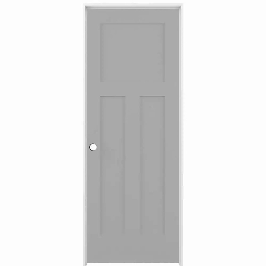 Interior Doors * | American Building Supply Prehung Interior Doors Shaker 32-In X 80-In Driftwood 3-Panel Craftsman Solid Core Prefinished Pine Mdf Right Hand Inswing Single Prehung Interior Door