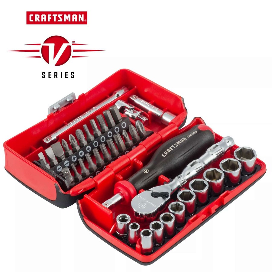 Hand Tools * | Craftsman Sockets & Socket Sets V-Series 38-Piece Metric 1/4-In Drive 6-Point Set Shallow Socket Set