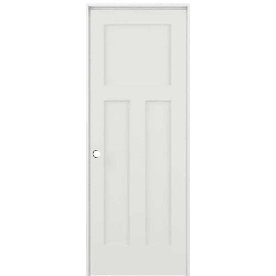 Interior Doors * | American Building Supply Prehung Interior Doors Shaker 36-In X 80-In Snow Storm 3-Panel Craftsman Solid Core Prefinished Pine Mdf Right Hand Inswing Single Prehung Interior Door