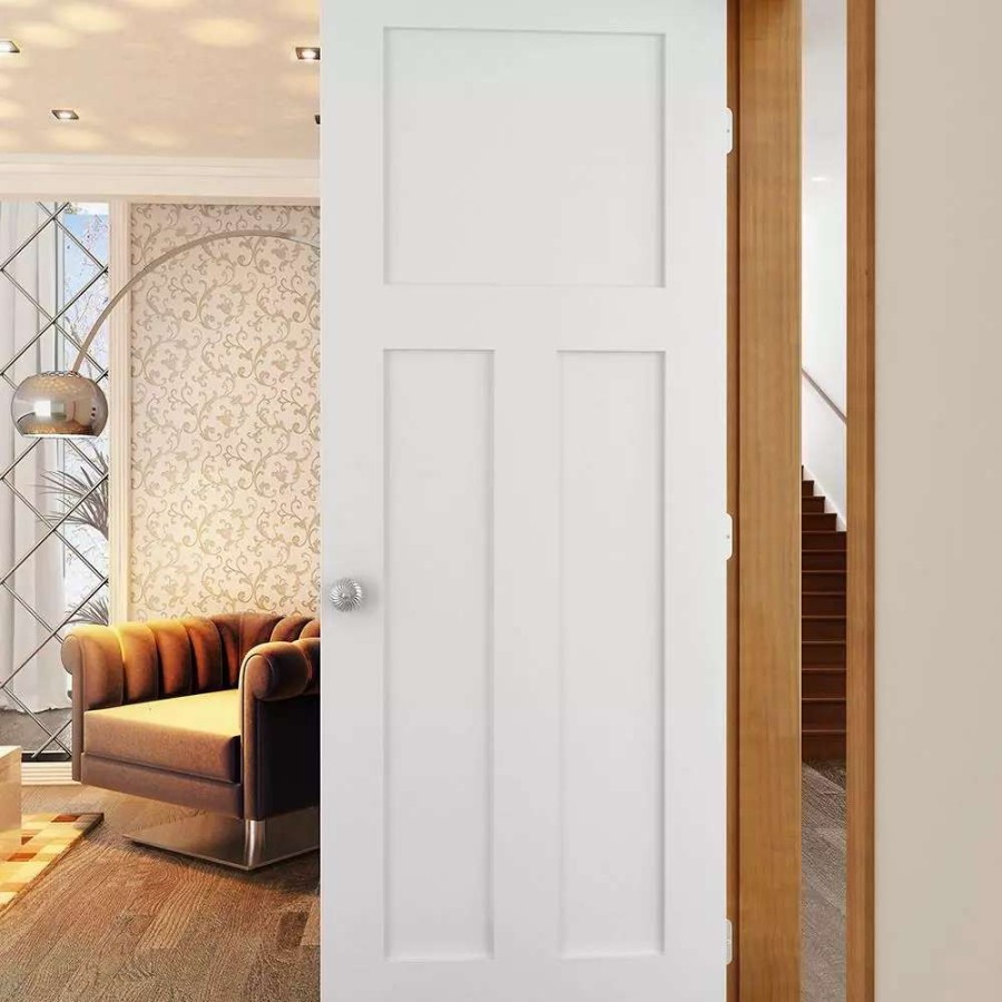 Interior Doors * | Reliabilt Slab Doors Shaker 28-In X 80-In White 3-Panel Craftsman