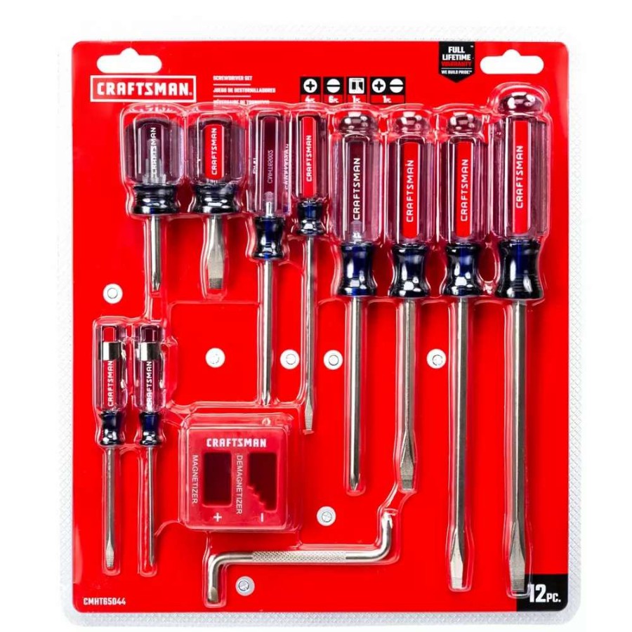 Hand Tools * | Craftsman Screwdrivers 12-Piece Acetate Handle Set Screwdriver Set