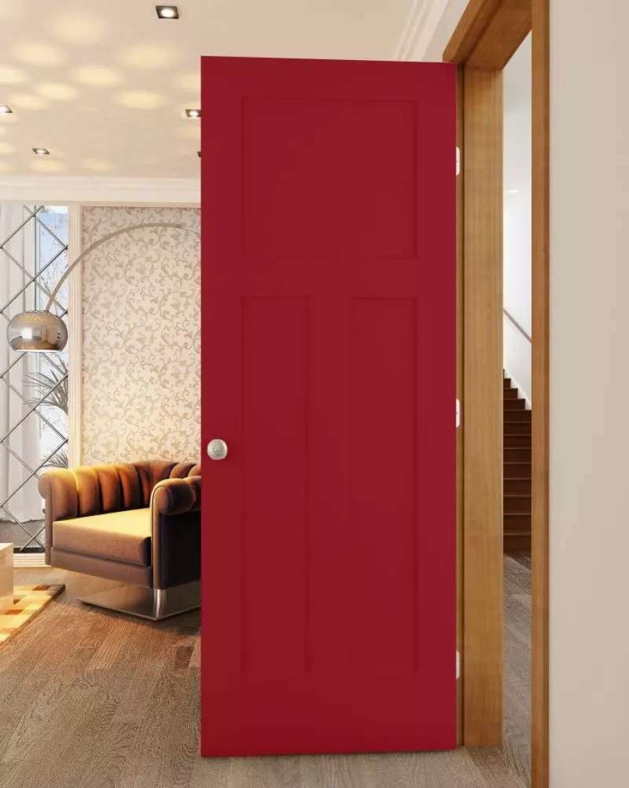 Interior Doors * | Reliabilt Prehung Interior Doors Shaker 36-In X 80-In Barn Red 3-Panel Craftsman Solid Core Prefinished Pine Mdf Right Hand Inswing Single Prehung Interior Door