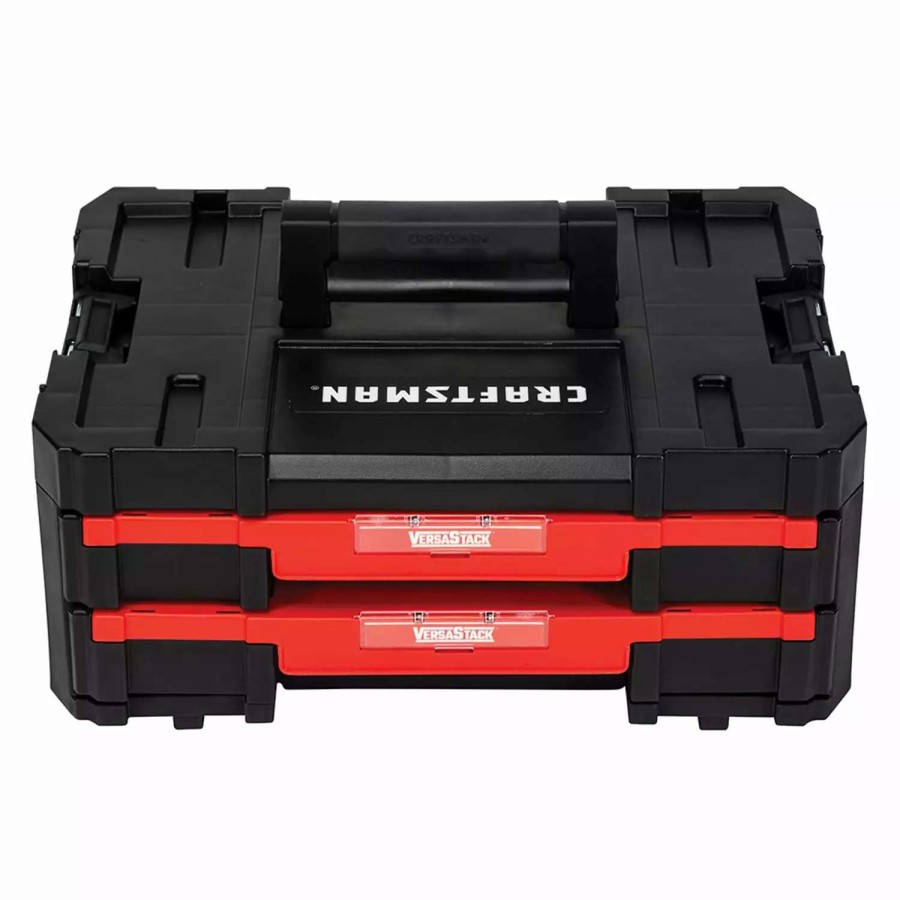 Tool Storage & Work Benches * | Craftsman Portable Tool Boxes Versastack System 17-In 2-Drawer Black Plastic Tool Box