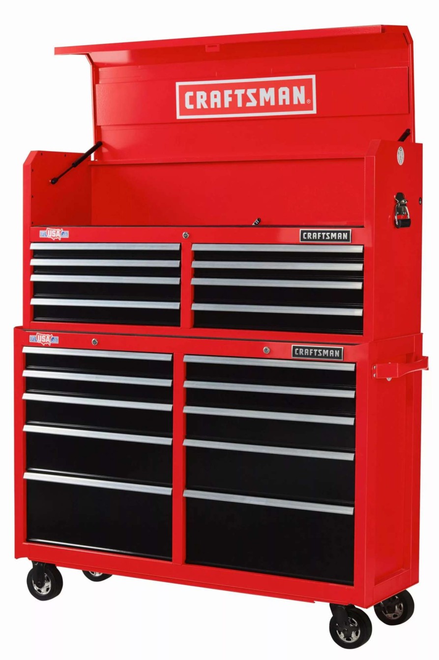 Tool Storage & Work Benches * | Craftsman Bottom Tool Cabinets 2000 Series 52-In W X 37.5-In H 10-Drawer Steel Rolling Tool Cabinet (Red)