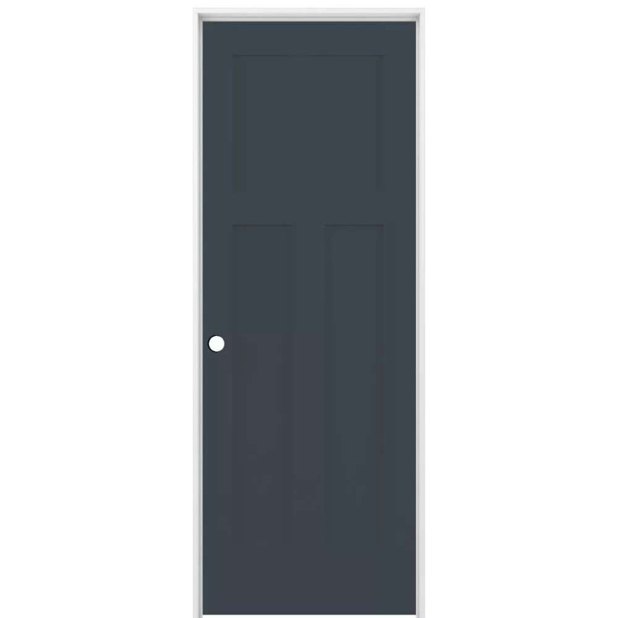 Interior Doors * | American Building Supply Prehung Interior Doors Shaker 36-In X 80-In Slate 3-Panel Craftsman Solid Core Prefinished Pine Mdf Right Hand Inswing Single Prehung Interior Door