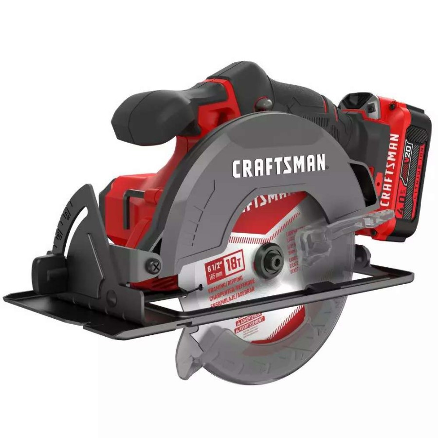 Power Tools * | Craftsman Circular Saws V20 20-Volt Max 6-1/2-In Cordless Circular Saw Kit Circular Saw (1-Battery And Charger Included)