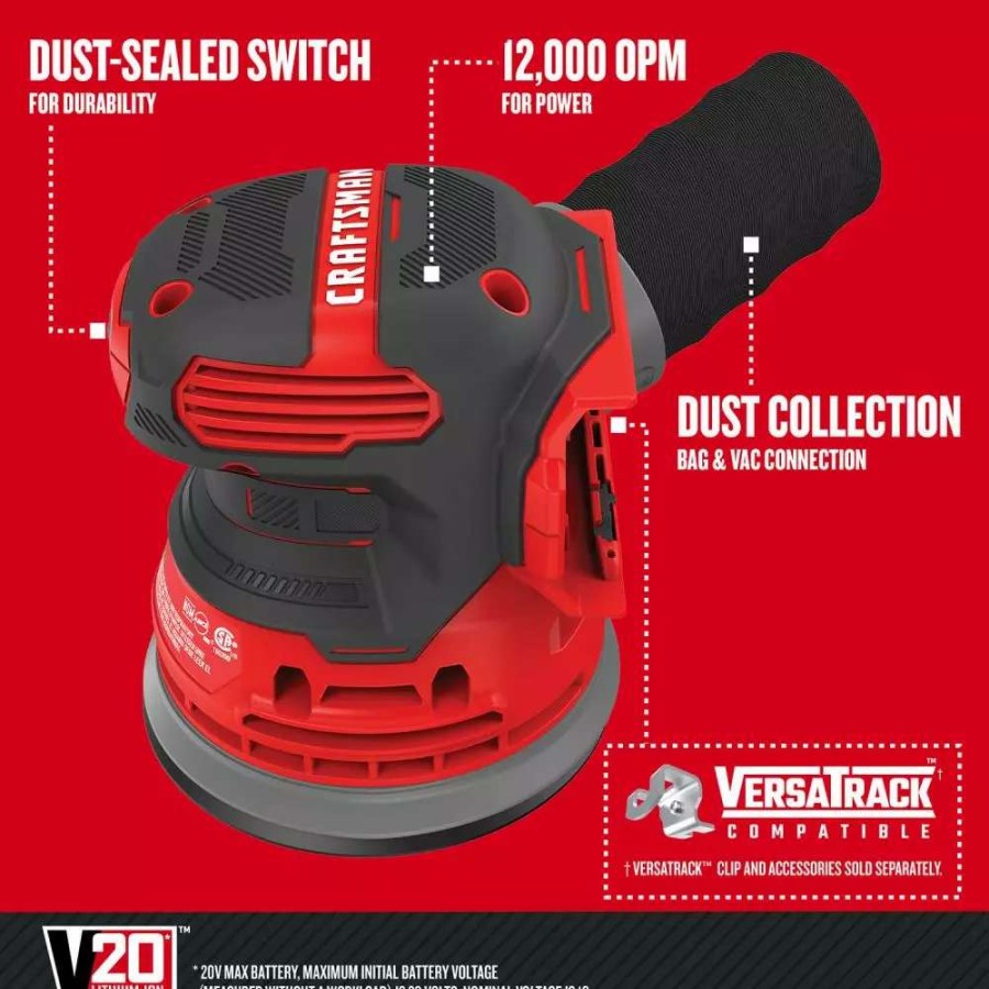 Power Tools * | Craftsman Power Sanders V20 20-Volt Cordless Random Orbital Sander With Dust Management