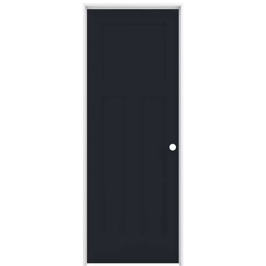 Interior Doors * | American Building Supply Prehung Interior Doors Shaker 28-In X 80-In Midnight 3-Panel Craftsman Solid Core Prefinished Pine Mdf Right Hand Inswing Single Prehung Interior Door