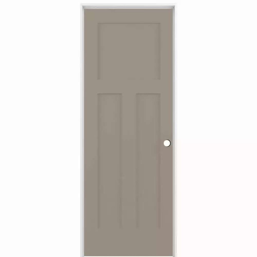 Interior Doors * | American Building Supply Prehung Interior Doors Shaker 30-In X 80-In Sand Piper 3-Panel Craftsman Solid Core Prefinished Pine Mdf Right Hand Inswing Single Prehung Interior Door