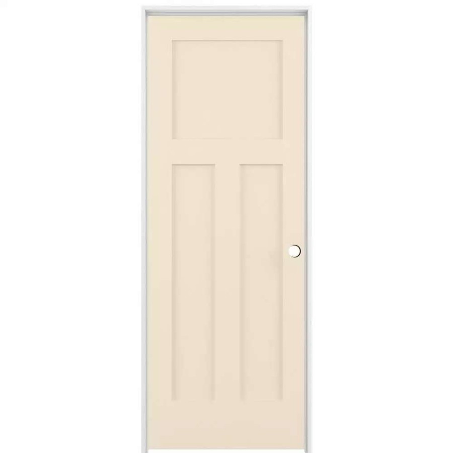 Interior Doors * | American Building Supply Prehung Interior Doors Shaker 30-In X 80-In Cream-N-Sugar 3-Panel Craftsman Solid Core Prefinished Pine Mdf Left Hand Inswing Single Prehung Interior Door