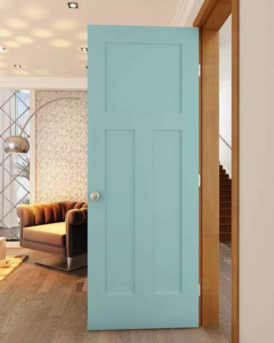 Interior Doors * | Reliabilt Slab Doors Shaker 36-In X 80-In Sea Mist 3-Panel Craftsman