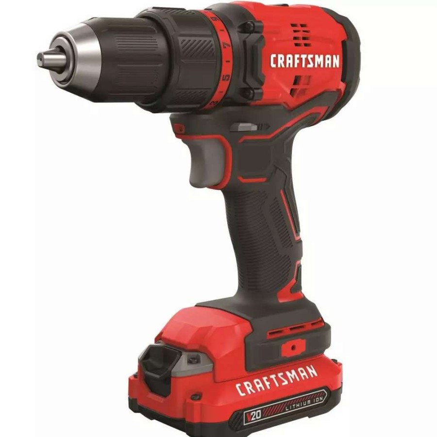 Power Tools * | Craftsman Drills V20 20-Volt Max 1/2-In Brushless Cordless Drill (1-Battery Included And Charger Included)