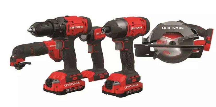 Power Tools * | Craftsman Power Tool Combo Kits V20 5-Tool 20-Volt Max Power Tool Combo Kit With Soft Case (2-Batteries Included And Charger Included)