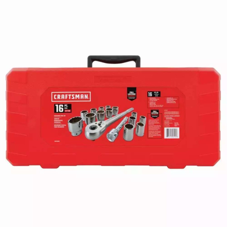 Hand Tools * | Craftsman Sockets & Socket Sets 16-Piece Standard (Sae) 3/4-In Drive 12-Point 3/4-In Shallow Socket Set