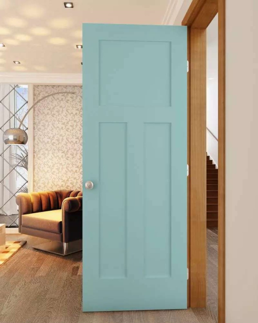 Interior Doors * | Reliabilt Slab Doors Shaker 32-In X 80-In Sea Mist 3-Panel Craftsman