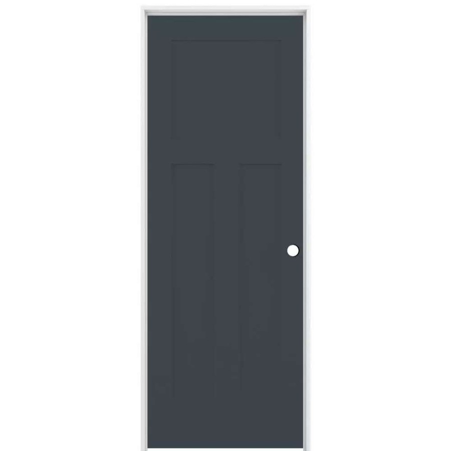 Interior Doors * | American Building Supply Prehung Interior Doors Shaker 30-In X 80-In Slate 3-Panel Craftsman Solid Core Prefinished Pine Mdf Left Hand Inswing Single Prehung Interior Door