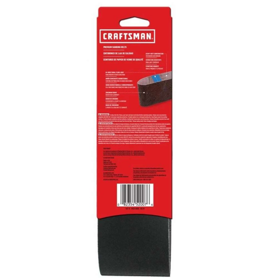 Power Tool Accessories * | Craftsman Power Tool Sandpaper 3 In X 21 In Z/O Belt 80 Grit 2Pk 2-Piece Zirconia Alumina 80-Grit Belt Sandpaper