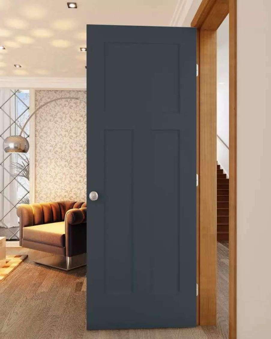 Interior Doors * | Reliabilt Prehung Interior Doors Shaker 24-In X 80-In Slate 3-Panel Craftsman Solid Core Prefinished Pine Mdf Right Hand Inswing Single Prehung Interior Door