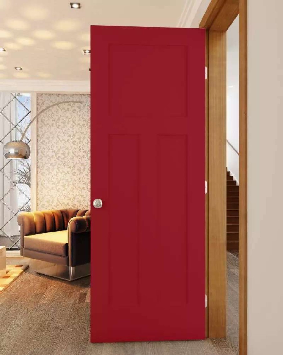 Interior Doors * | Reliabilt Slab Doors Shaker 24-In X 80-In Barn Red 3-Panel Craftsman