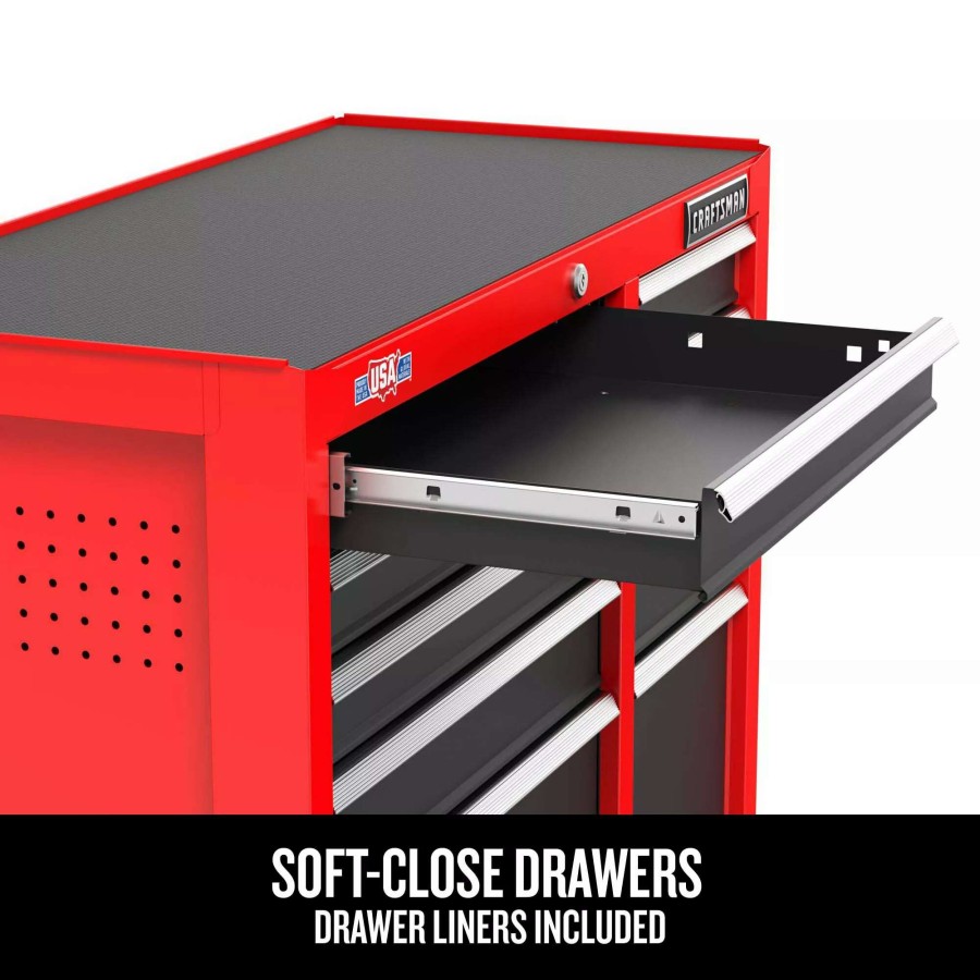 Tool Storage & Work Benches * | Craftsman Bottom Tool Cabinets 2000 Series 41-In W X 34-In H 7-Drawer Steel Rolling Tool Cabinet (Red)