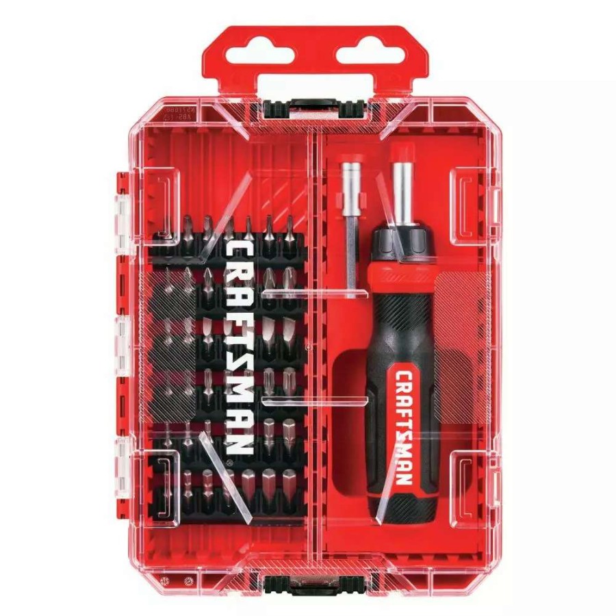 Hand Tools * | Craftsman Screwdrivers Versastack 44-Piece Bi-Material Handle Magnetic Ratcheting Set Multi-Bit Screwdriver Set