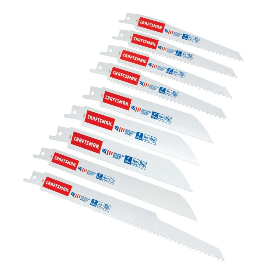 Power Tool Accessories * | Craftsman Reciprocating Saw Blades 9-Pack Bi-Metal Set Wood/Metal Cutting Reciprocating Saw Blade Set