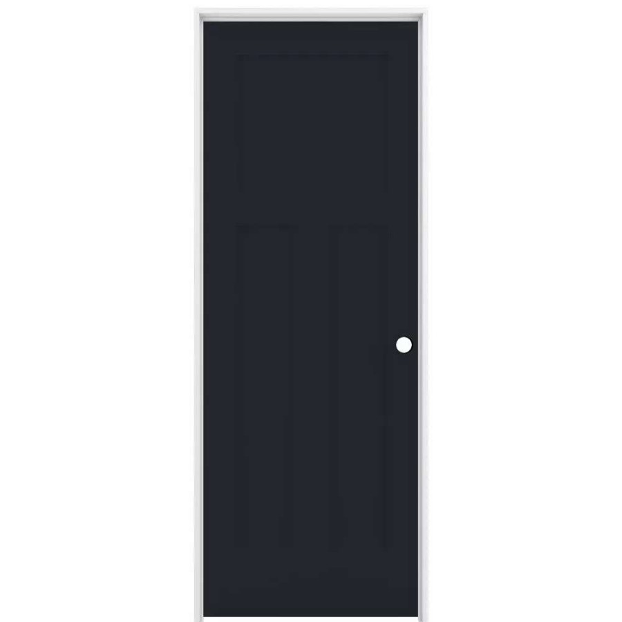 Interior Doors * | American Building Supply Prehung Interior Doors Shaker 30-In X 80-In Midnight 3-Panel Craftsman Solid Core Prefinished Pine Mdf Right Hand Inswing Single Prehung Interior Door