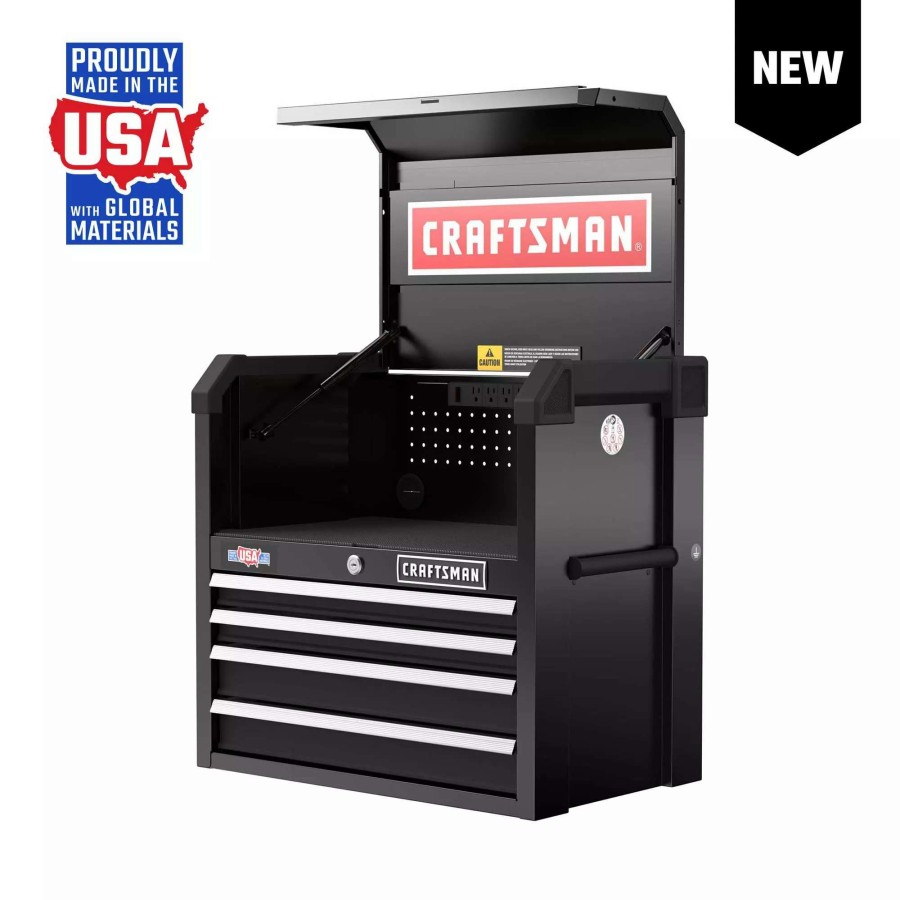 Tool Storage & Work Benches * | Craftsman Top Tool Chests 2000 Series 26-In W X 24.7-In H 4-Drawer Steel Tool Chest (Black)