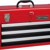 Tool Storage & Work Benches * | Craftsman Portable Tool Boxes Portable 20.5-In Ball-Bearing 3-Drawer Red Steel Lockable Tool Box