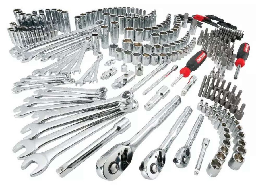 Hand Tools * | Craftsman Mechanics Tool Sets 308-Piece Standard (Sae) And Metric Combination Polished Chrome Mechanics Tool Set (1/4-In; 3/8-In)