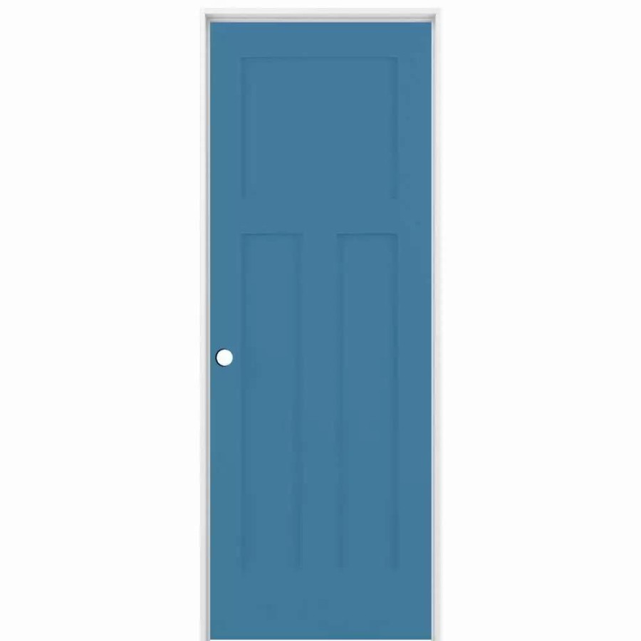 Interior Doors * | American Building Supply Prehung Interior Doors Shaker 28-In X 80-In Blue Heron 3-Panel Craftsman Solid Core Prefinished Pine Mdf Right Hand Inswing Single Prehung Interior Door