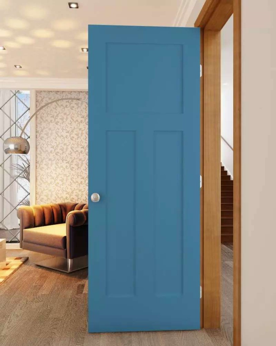 Interior Doors * | Reliabilt Slab Doors Shaker 28-In X 80-In Blue Heron 3-Panel Craftsman