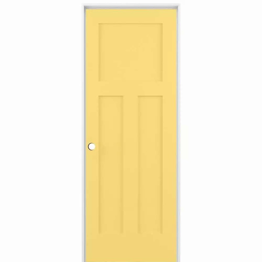 Interior Doors * | American Building Supply Prehung Interior Doors Shaker 28-In X 80-In Marigold 3-Panel Craftsman Solid Core Prefinished Pine Mdf Right Hand Inswing Single Prehung Interior Door