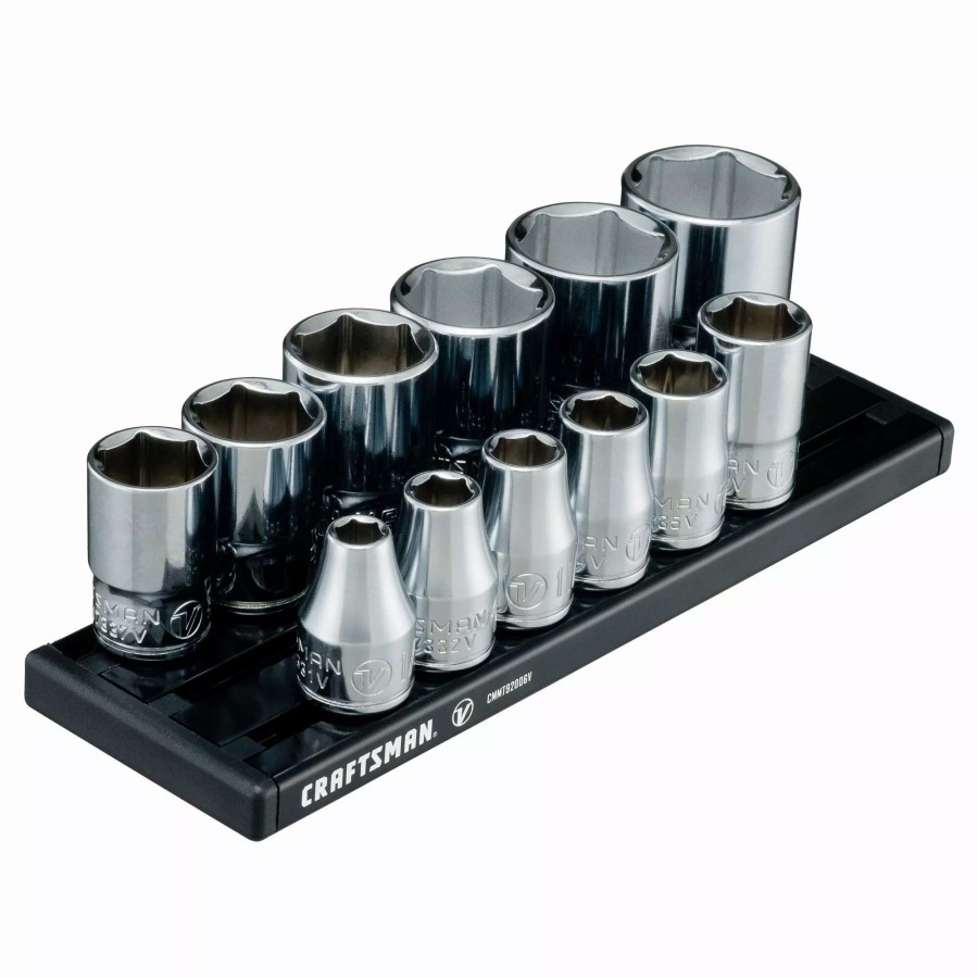 Hand Tools * | Craftsman Sockets & Socket Sets V-Series 12-Piece Standard (Sae) 3/8-In Drive 6-Point Set Shallow Socket Set