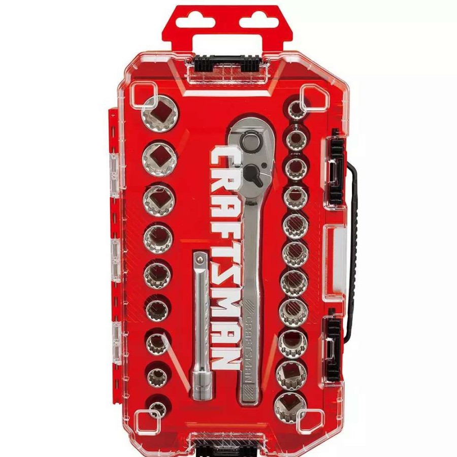 Hand Tools * | Craftsman Ratchets & Ratchet Sets 22-Piece 72-Tooth 1/2-In Drive Quick-Release Standard Ratchet Set