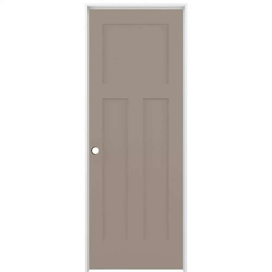 Interior Doors * | American Building Supply Prehung Interior Doors Shaker 28-In X 80-In Sand Piper 3-Panel Craftsman Solid Core Prefinished Pine Mdf Left Hand Inswing Single Prehung Interior Door