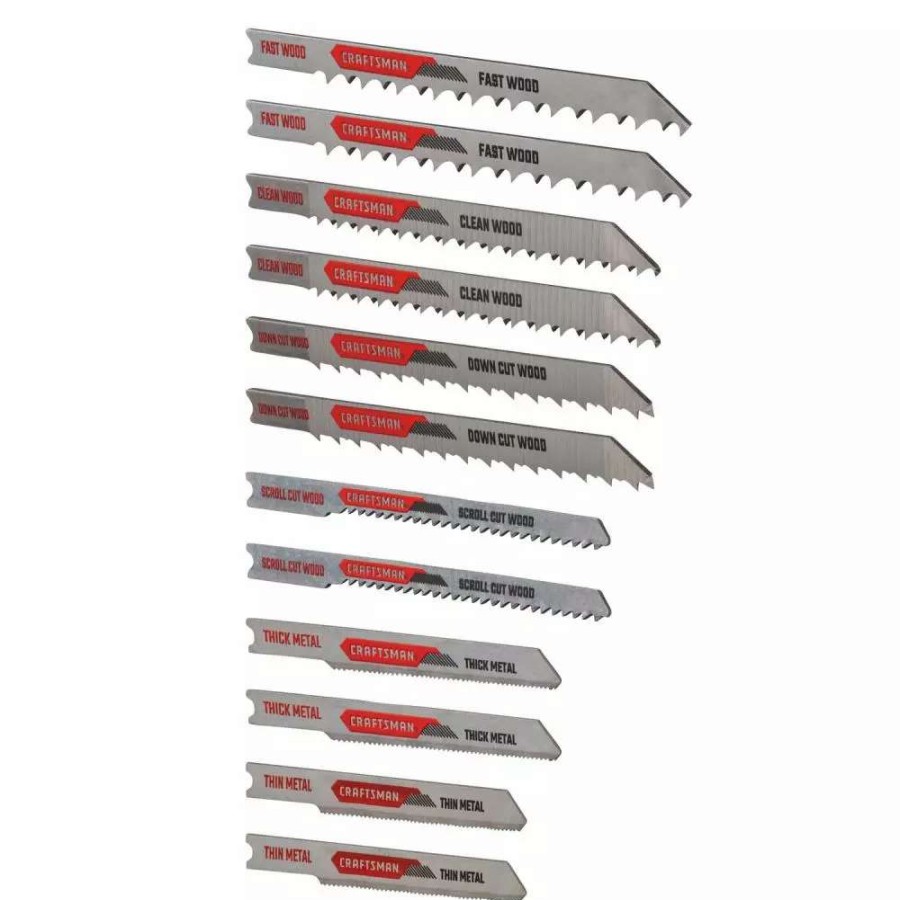 Power Tool Accessories * | Craftsman Jigsaw Blades 12-Pack Set U-Shank High-Carbon Steel Jigsaw Blade Set