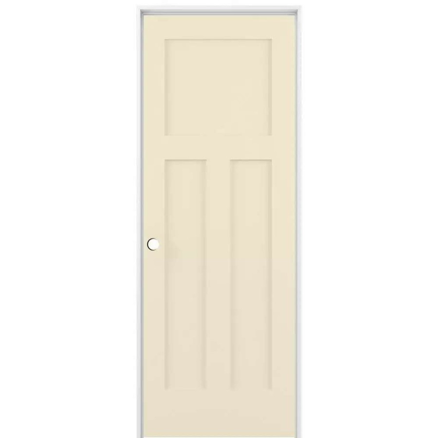 Interior Doors * | American Building Supply Prehung Interior Doors Shaker 24-In X 80-In Cream-N-Sugar 3-Panel Craftsman Solid Core Prefinished Pine Mdf Right Hand Inswing Single Prehung Interior Door