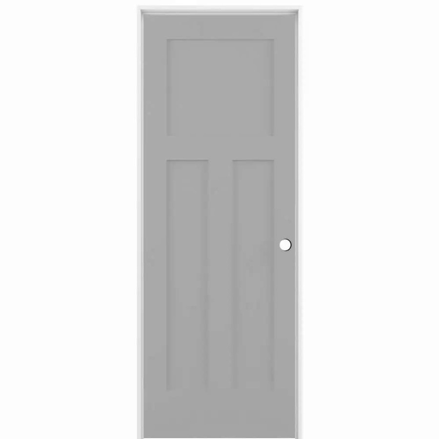 Interior Doors * | Reliabilt Prehung Interior Doors Shaker 36-In X 80-In Driftwood 3-Panel Craftsman Solid Core Prefinished Pine Mdf Left Hand Inswing Single Prehung Interior Door