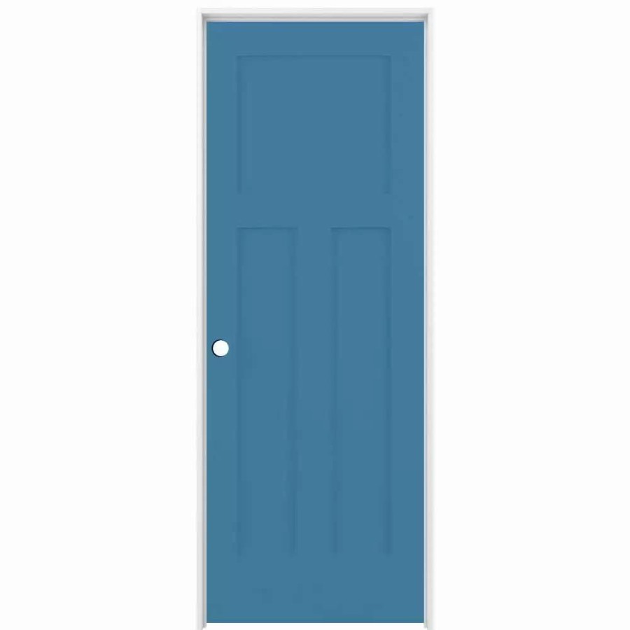 Interior Doors * | Reliabilt Prehung Interior Doors Shaker 30-In X 80-In Blue Heron 3-Panel Craftsman Solid Core Prefinished Pine Mdf Right Hand Inswing Single Prehung Interior Door