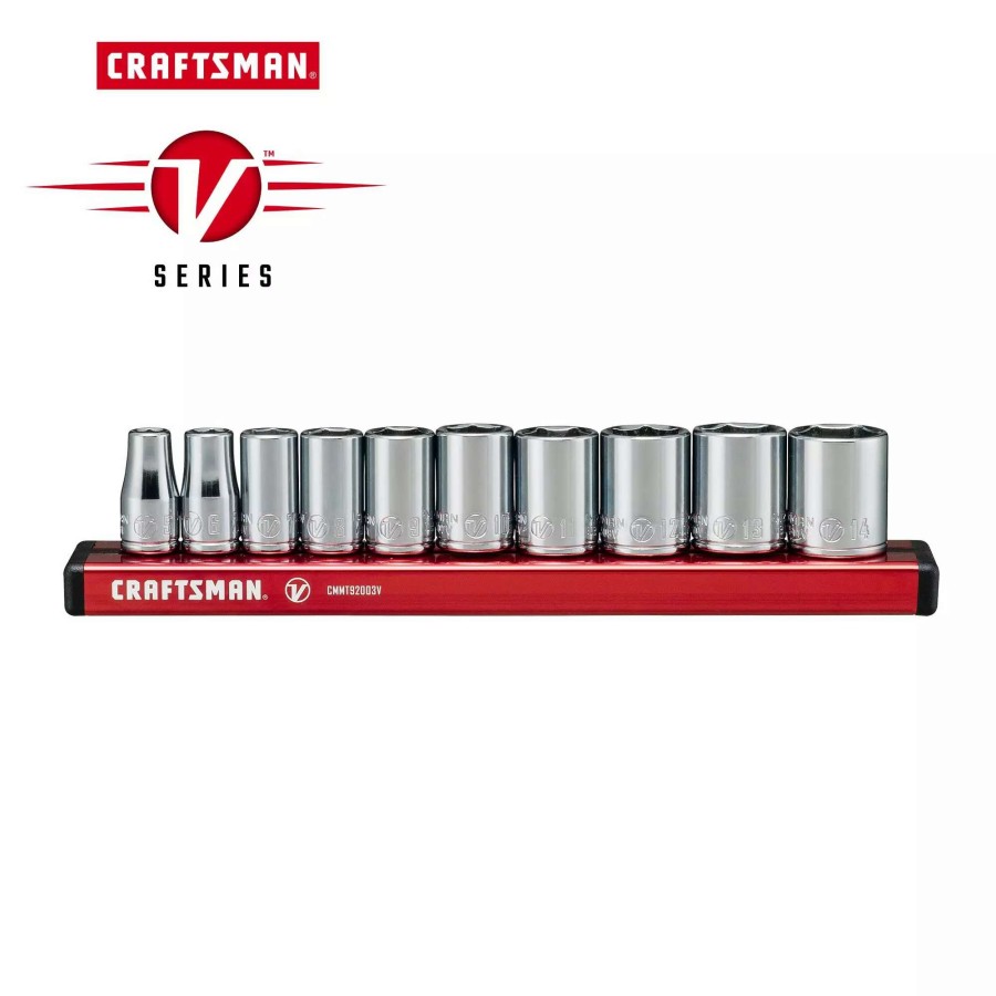 Hand Tools * | Craftsman Sockets & Socket Sets V-Series 10-Piece Metric 1/4-In Drive 6-Point Set Shallow Socket Set