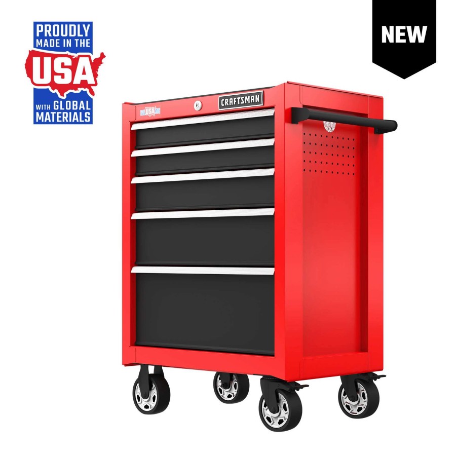 Tool Storage & Work Benches * | Craftsman Bottom Tool Cabinets 2000 Series 27-In 5-Drawer Cabinet Red