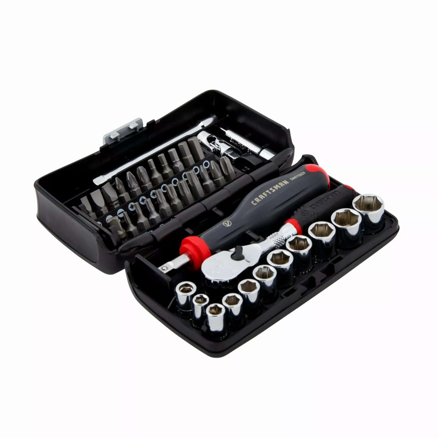 Hand Tools * | Craftsman Sockets & Socket Sets V-Series 38-Piece Standard (Sae) 1/4-In Drive 6-Point Set Shallow Socket Set