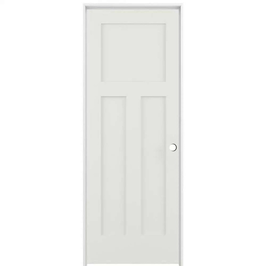 Interior Doors * | American Building Supply Prehung Interior Doors Shaker 36-In X 80-In Snow Storm 3-Panel Craftsman Solid Core Prefinished Pine Mdf Left Hand Inswing Single Prehung Interior Door