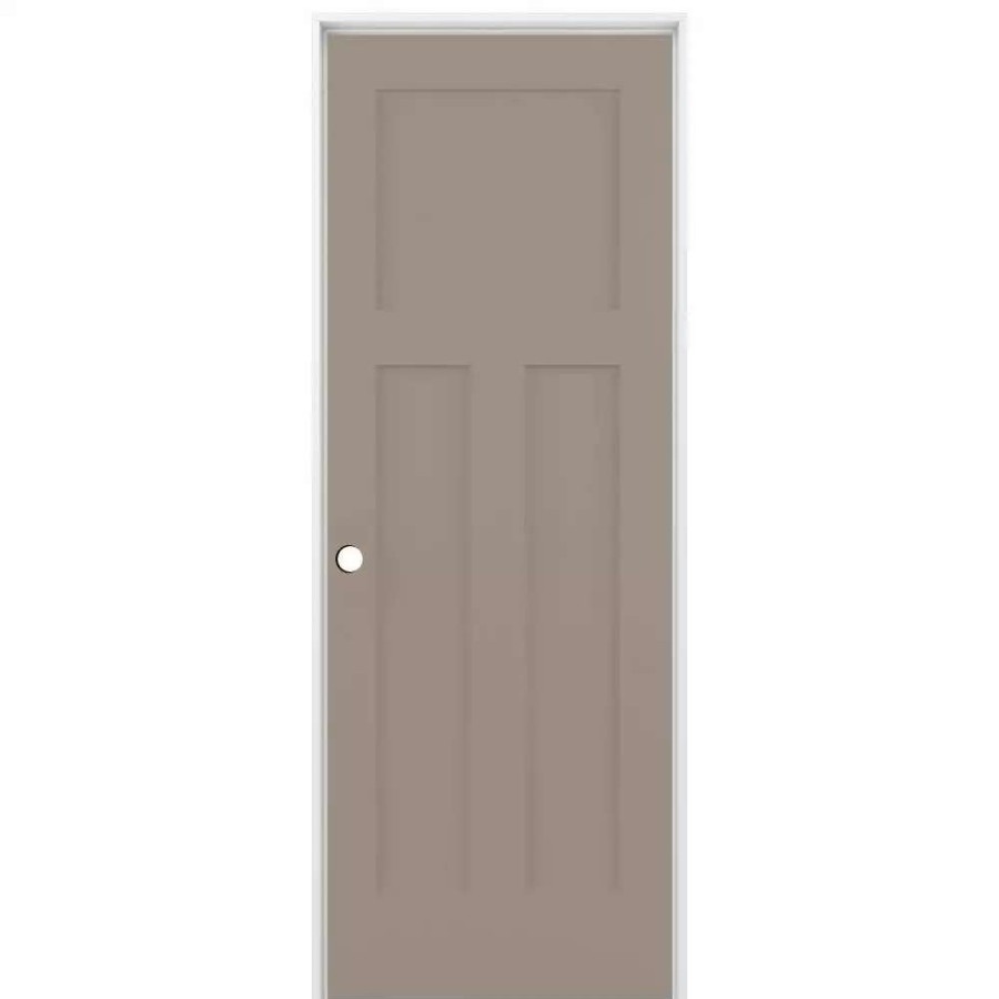 Interior Doors * | American Building Supply Prehung Interior Doors Shaker 24-In X 80-In Sand Piper 3-Panel Craftsman Solid Core Prefinished Pine Mdf Left Hand Inswing Single Prehung Interior Door